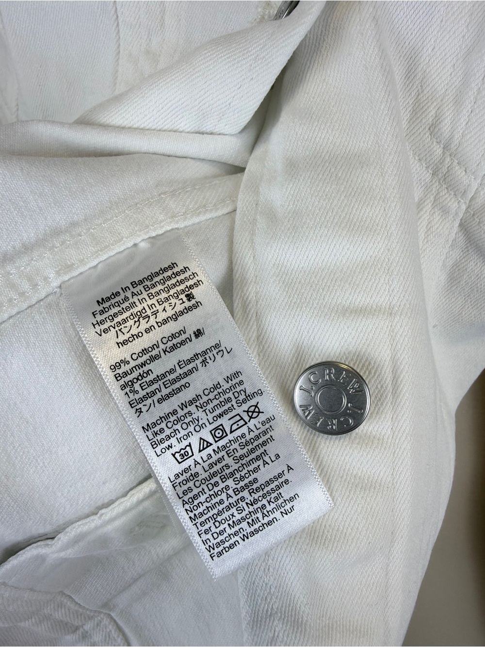 J.Crew White Denim Trucker Jacket Stretch Button Front XS - Picture 7 of 9